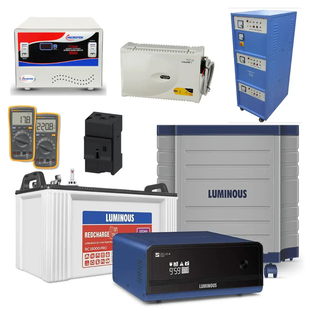 Inverters & Trolleys, Batteries, Voltage Stabilizers, Measuring Modules and other power backup system