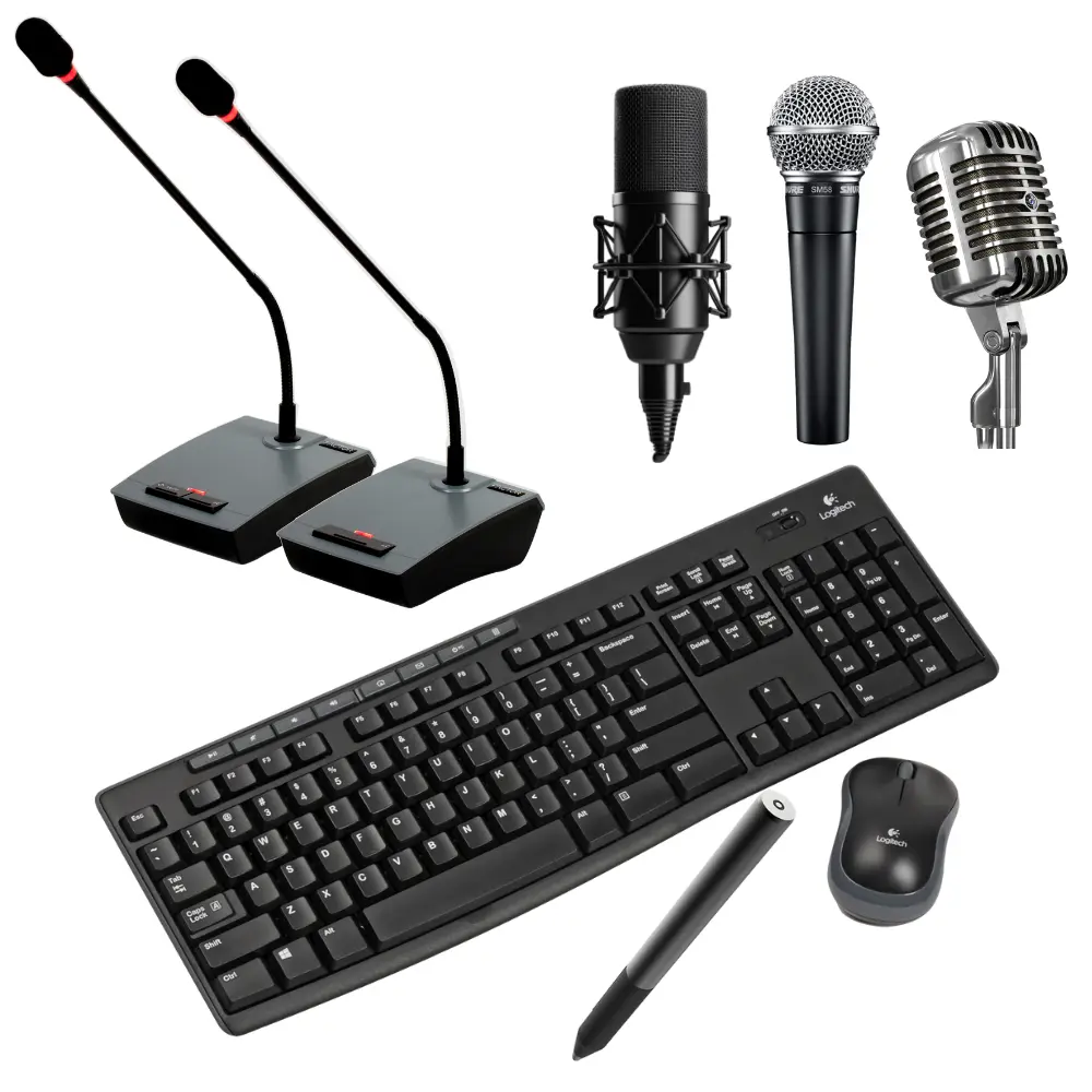 Microphones, Keyboard, Mouse, Stylus Pens, Digital Pens and other input devices