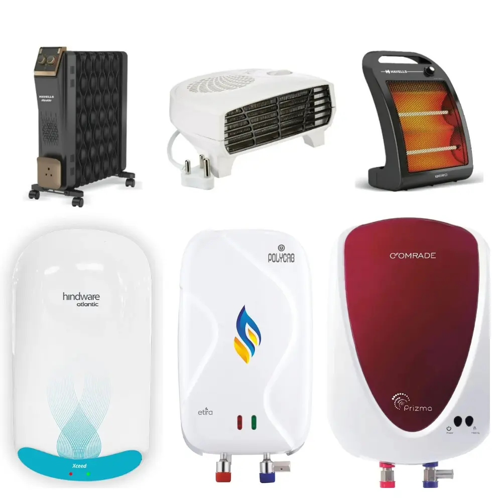 Electric Geysers, Room Heaters and Blowers