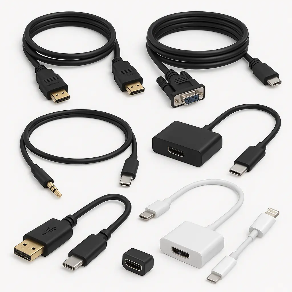 HDMI Cables, VGA Cables, AUX Cables, USB Cables, Converters and other cables & connectors