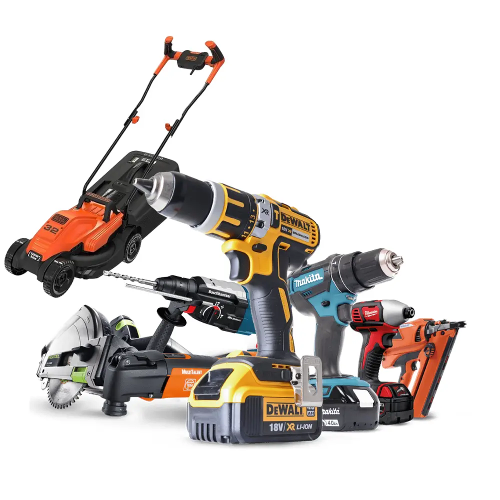 Drilling Machine, Grass Cutter Machine, Angle Grinder, Heat Gun, Electric Saw, Rotary Hammer, Blower, Impact Driver and other power tools